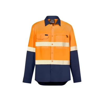 Mens Hi Vis Outdoor Segmented Tape Long Sleeve Shirt