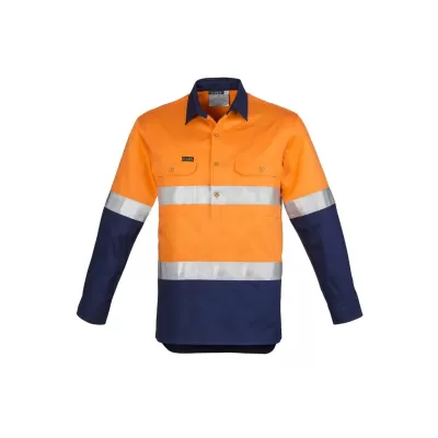 Mens Closed Front Long Sleeve Shirt - Hoop Taped