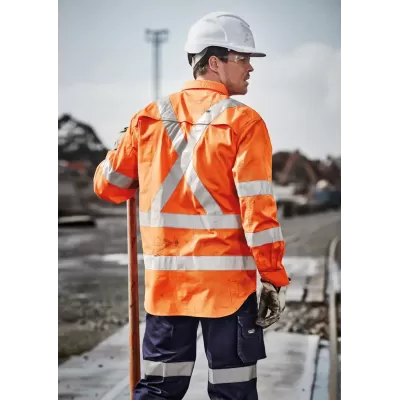 Mens Hi Vis X Back NSW Rail Taped Shirt