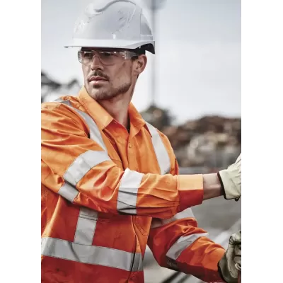 Mens Hi Vis X Back NSW Rail Taped Shirt
