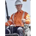 Mens Hi Vis X Back NSW Rail Shirt - Segmented Tape