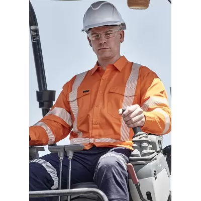 Mens Hi Vis X Back NSW Rail Shirt - Segmented Tape