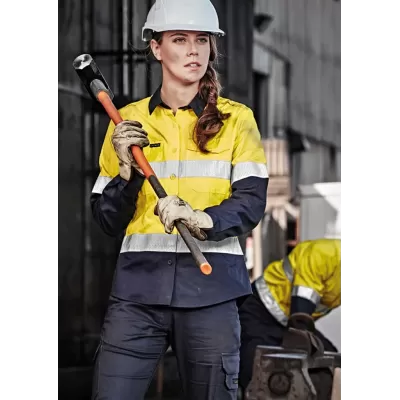 Womens Rugged Cooling Hi Vis Taped Long Sleeve Shirt
