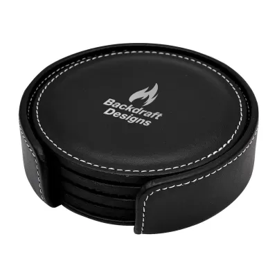 Vibe 4 Piece Leather Coaster Set