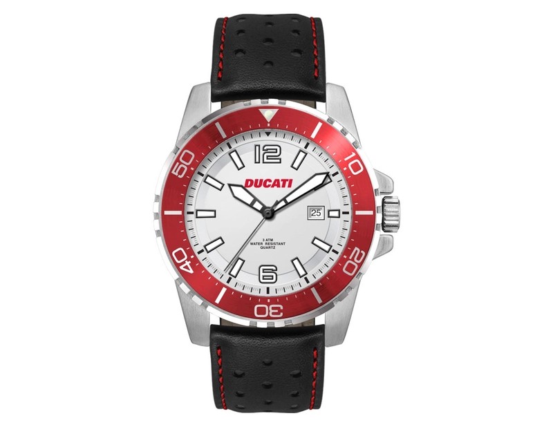Sports Watch with White Dial and Leather or Silicone Strap