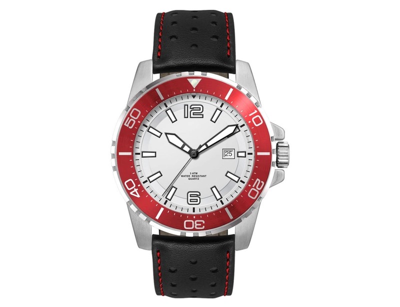 Sports Watch with White Dial and Leather or Silicone Strap