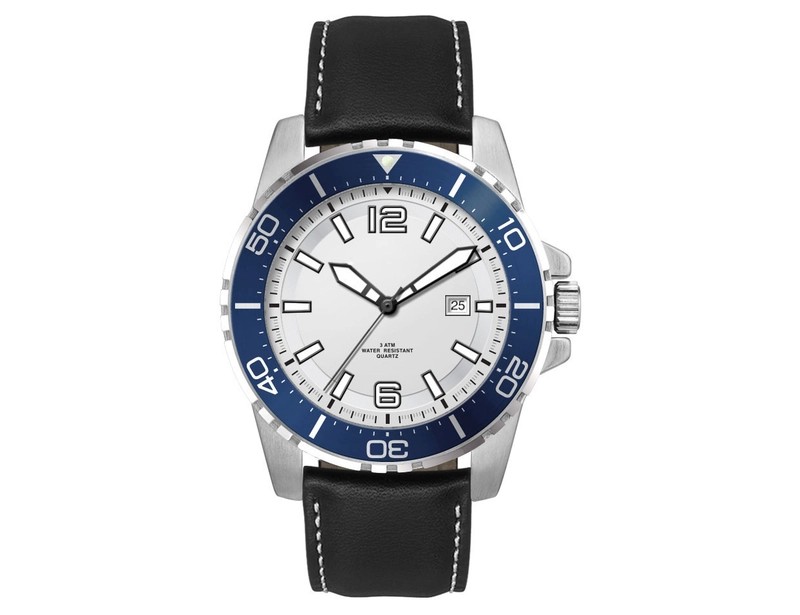 Sports Watch with White Dial and Leather or Silicone Strap