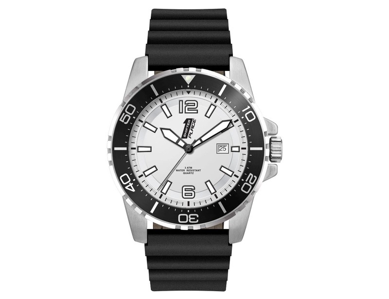 Sports Watch with White Dial and Leather or Silicone Strap