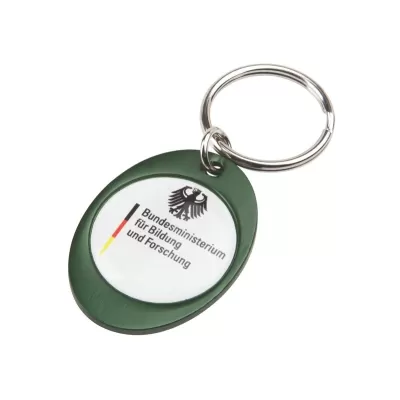 Rainbow 30 x 40mm Oval Aluminium Keyring