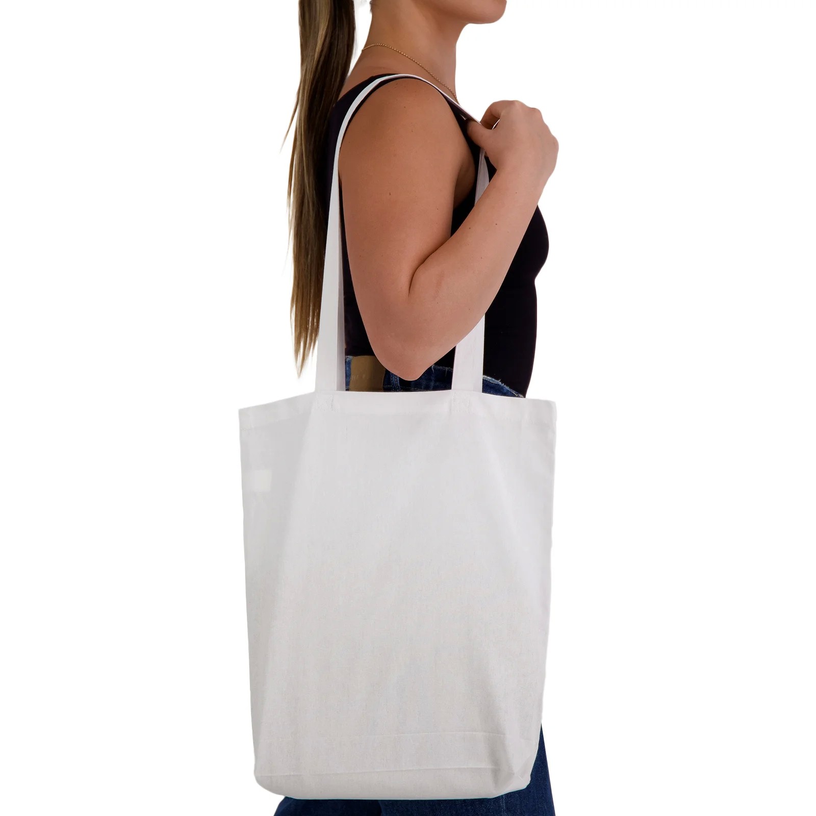 Coloured Long Handle Cotton Bag