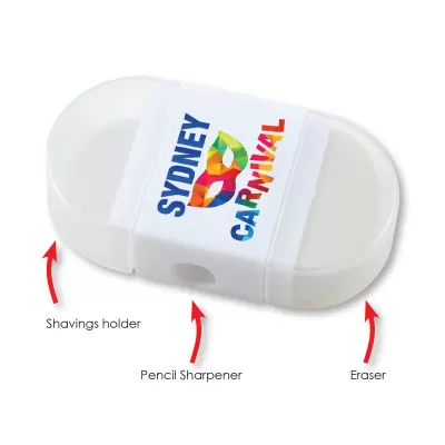 2-in-1 Polypropylene Pencil Sharpener and Eraser