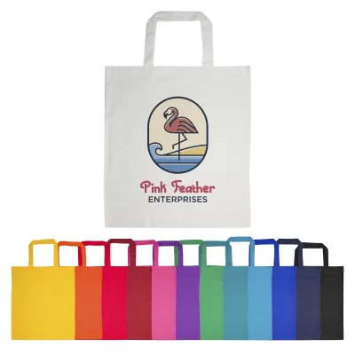 Coloured Short Handle 140gsm Cotton Tote Bag