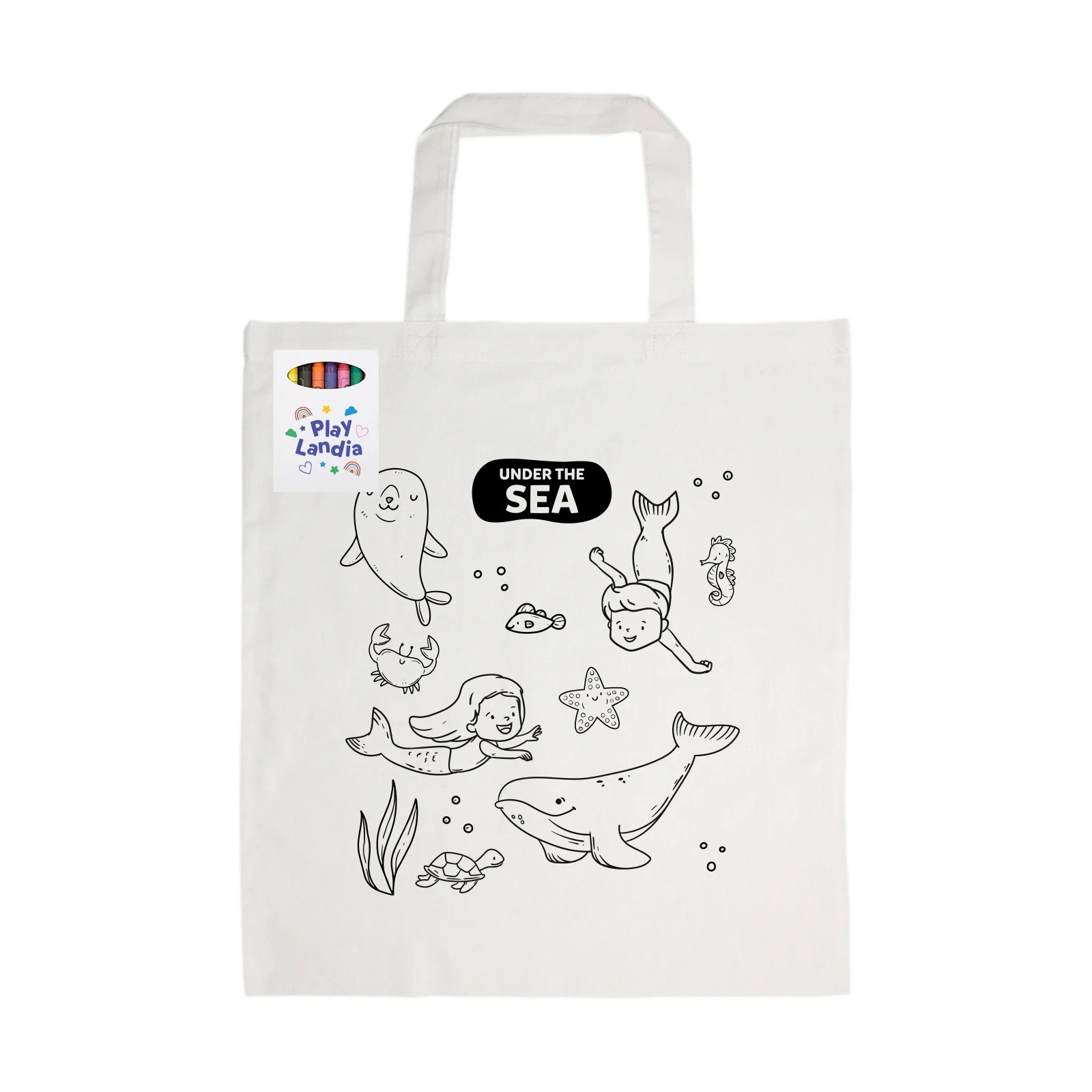 Colouring Short Handle Cotton Bag with Crayons