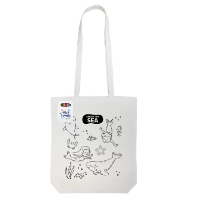 Colouring Long Handle Cotton Bag with Crayons