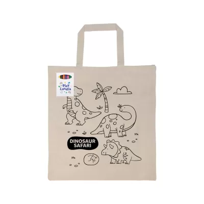 Colouring Short Handle Calico Bag with Crayons