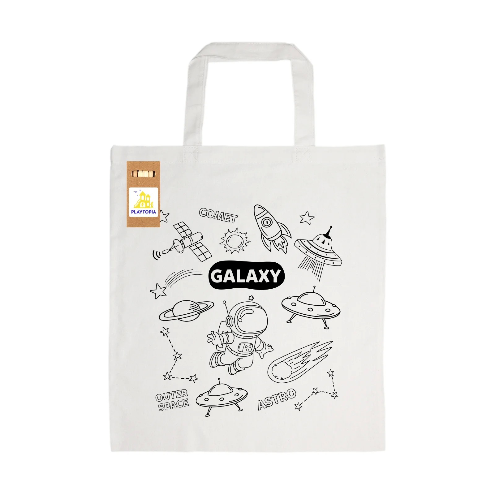 Colouring Short Handle Cotton Bag with Pencils