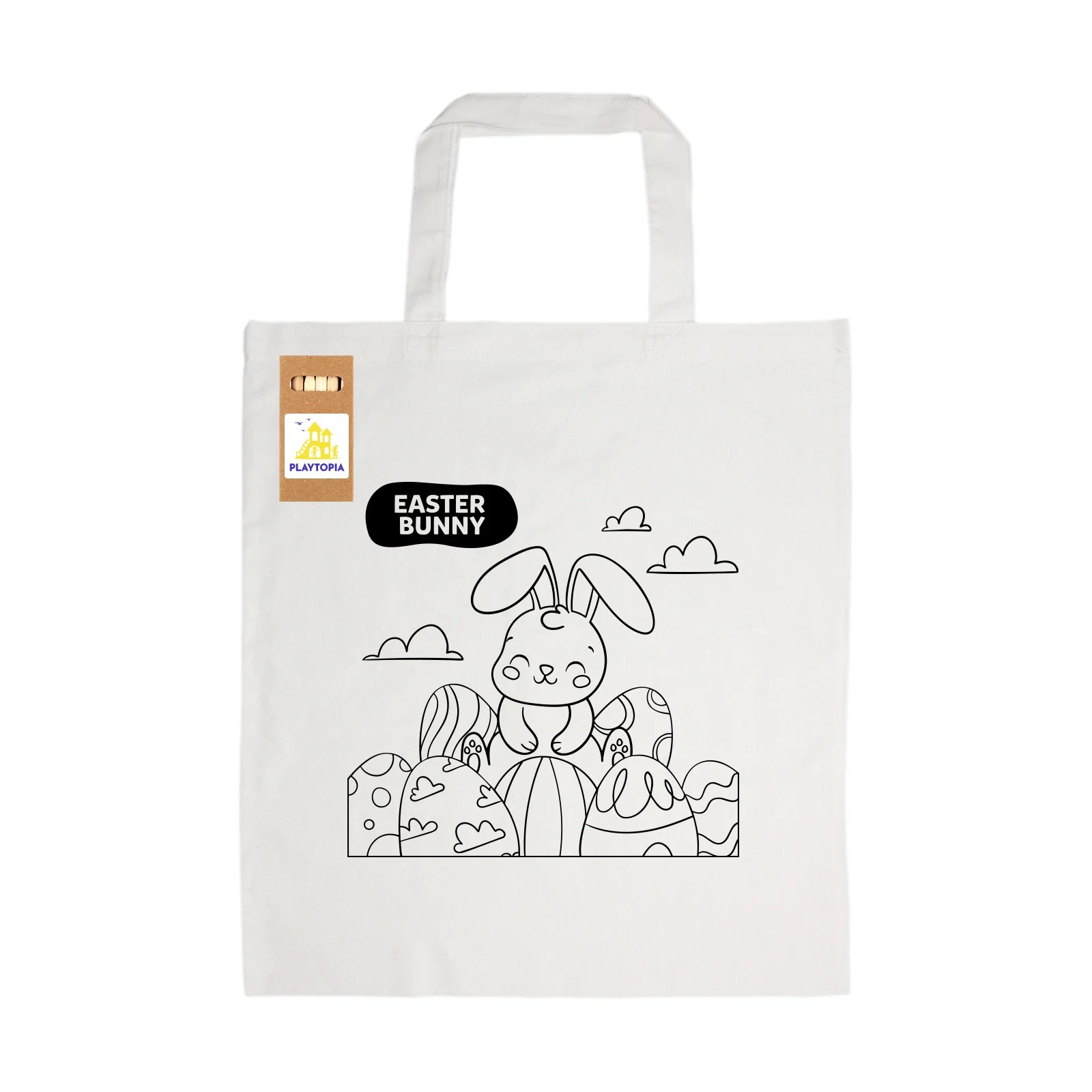 Colouring Short Handle Cotton Bag with Pencils
