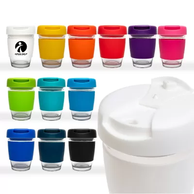 Vienna 320ml Flip Lid Glass Coffee Cup