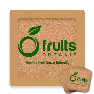 Villa 4 Piece Square Cork Coaster Set