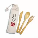 Miso 3 Piece Bamboo Cutlery Set in Calico Pouch