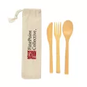 Miso 3 Piece Bamboo Cutlery Set in Calico Pouch