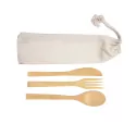 Miso 3 Piece Bamboo Cutlery Set in Calico Pouch