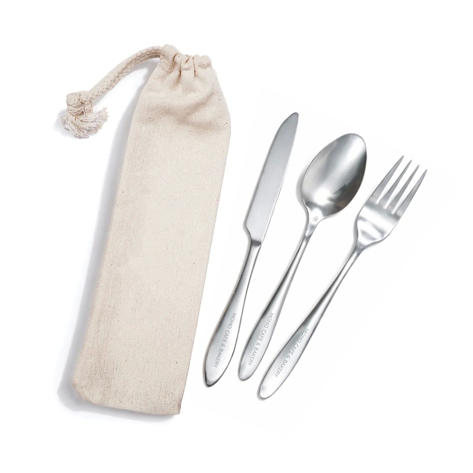 Banquet 3 Piece Stainless Steel Cutlery Set in Calico Pouch