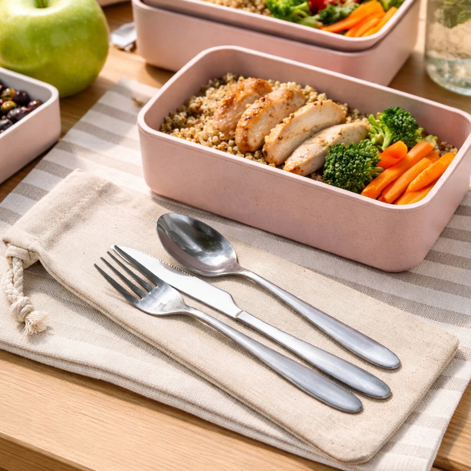 Banquet 3 Piece Stainless Steel Cutlery Set in Calico Pouch