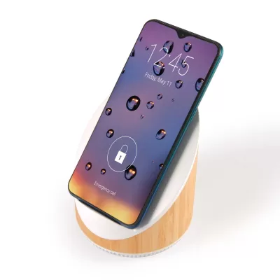 Fresco 15W Bamboo Speaker and Wireless Charging Speaker