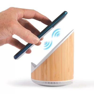 Fresco 15W Bamboo Speaker and Wireless Charging Speaker