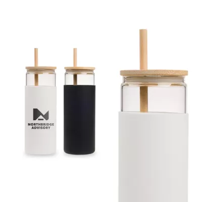 Pisa 480ml Bamboo Lid Glass Tumbler