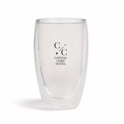 Sierra 450ml Bamboo Lid Glass Double Wall Coffee Cup