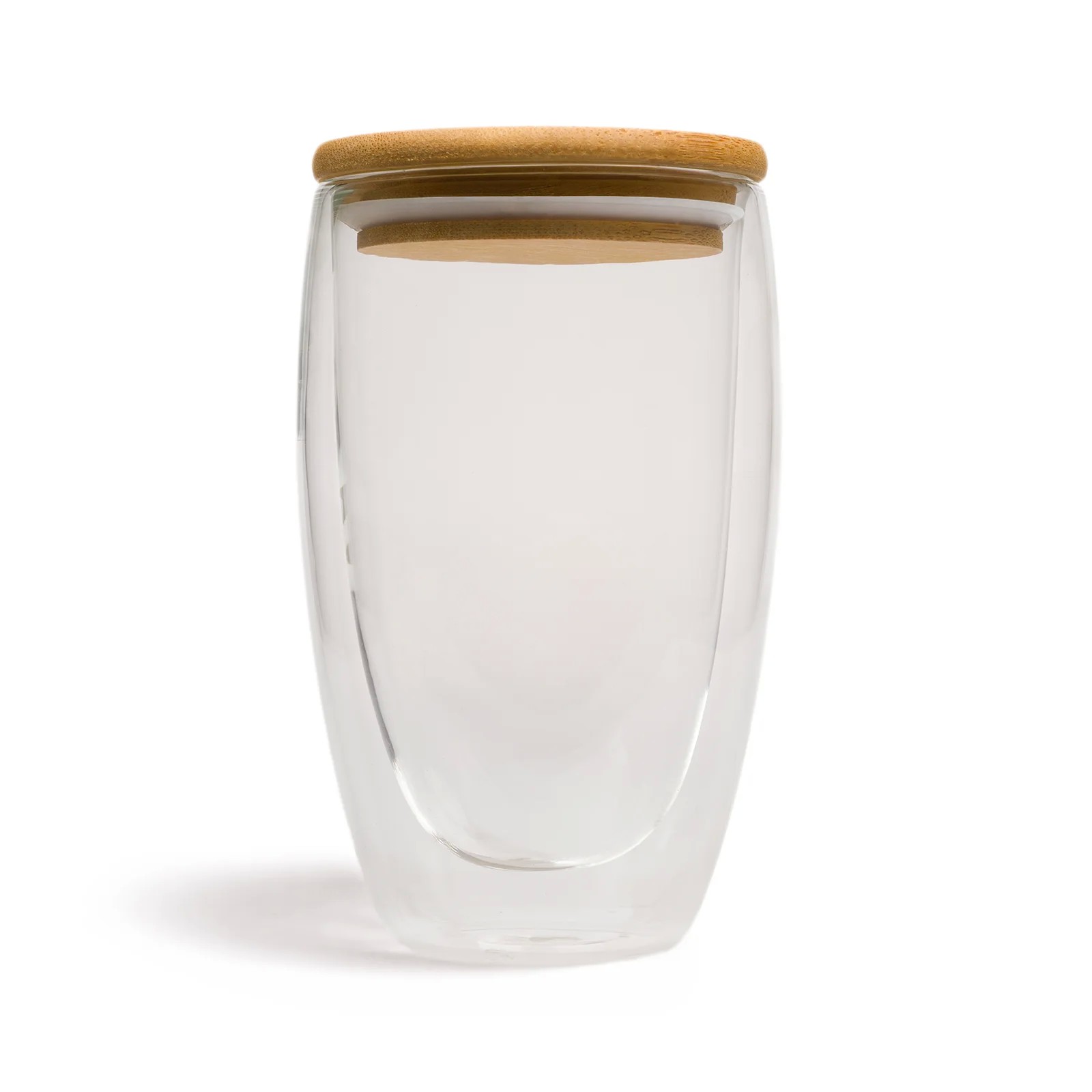 Sierra 450ml Bamboo Lid Glass Double Wall Coffee Cup