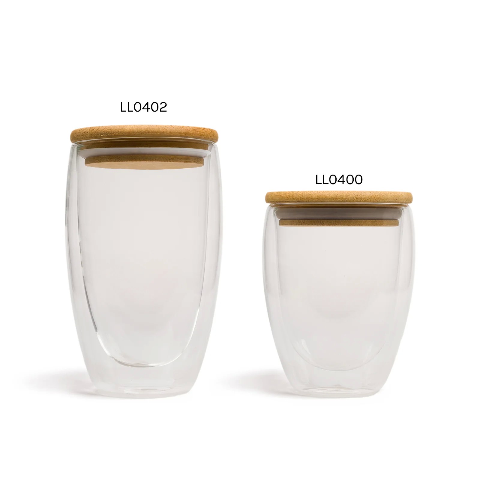 Sierra 450ml Bamboo Lid Glass Double Wall Coffee Cup