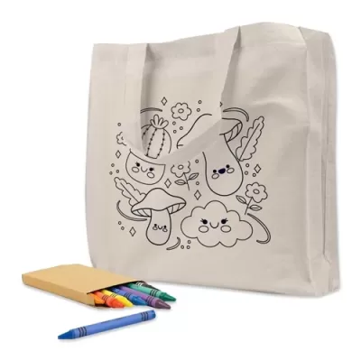 Colouring Calico Bag with Gusset