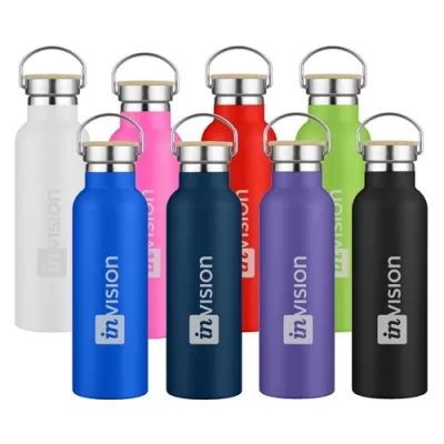 Miami 600ml Bamboo Lid Stainless Steel Drink Bottle