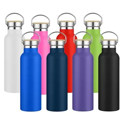 Miami 600ml Bamboo Lid Stainless Steel Drink Bottle
