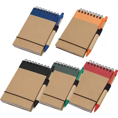 Natural Recycled Cardboard Jotter with Pen
