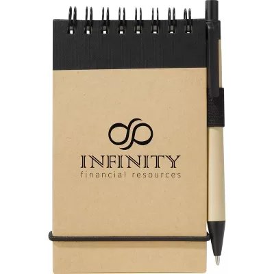 Natural Recycled Cardboard Jotter with Pen