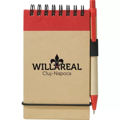 Natural Recycled Cardboard Jotter with Pen