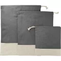 Split Recycled 3 Piece Cotton Travel Pouch Set
