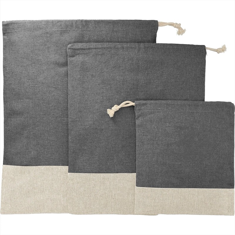 Split Recycled 3 Piece Cotton Travel Pouch Set