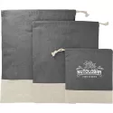 Split Recycled 3 Piece Cotton Travel Pouch Set