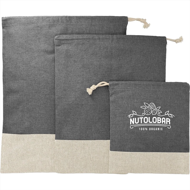 Split Recycled 3 Piece Cotton Travel Pouch Set