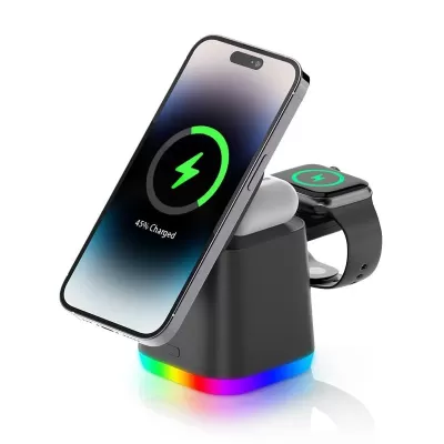 Lamar 4-in-1 15W Magnetic Wireless Charger with Wall Adaptor