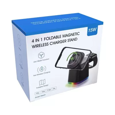 Lamar 4-in-1 15W Magnetic Wireless Charger with Wall Adaptor