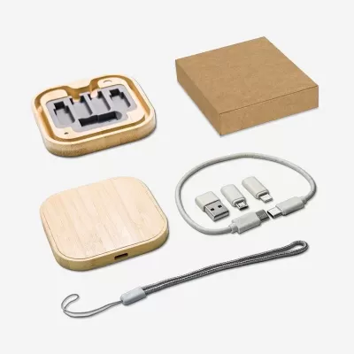 Coburg Pro 15W Bamboo Cable Kit with Wireless Charger