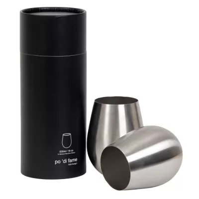 branded Stemless Stainless Steel Wine Glass Set, from our range of promotional Glassware Gift Sets