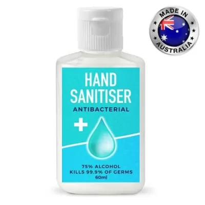 branded 60ml - 75% Australian Made Antibacterial Hand Sanitiser Gel, from our range of promotional Hand Sanitisers & Wipes