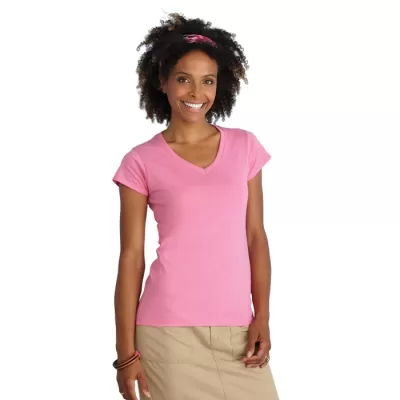 branded Softstyle Ladies' V-Neck T-Shirt, from our range of promotional Ladies Promotional T Shirts